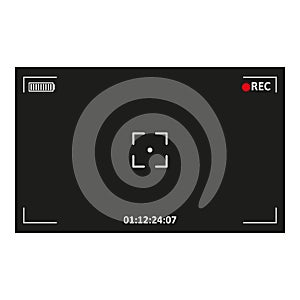 Flat camera focus icon. Digital technology background. Vector illustration. Stock image.