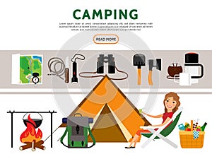 Flat Camping Elements Set