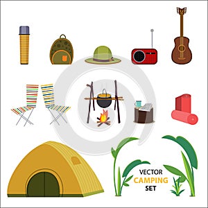 Flat Camping Icons Set