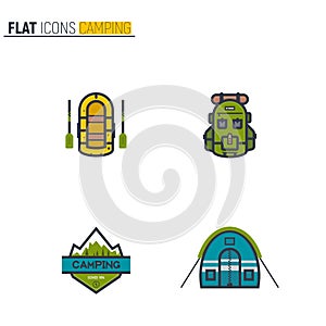 Flat camping icons photo