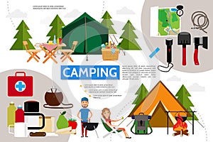 Flat Camping Infographic Concept
