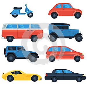 Flat car icon set