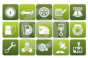 Flat car parts, services and characteristics icons