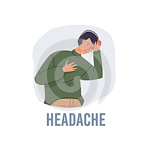 Flat cartoon character sick person vector illustration concept