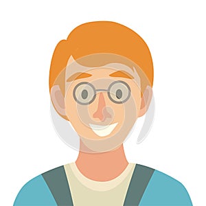 Flat cartoon man vector icon. Man with red hair icon illustration
