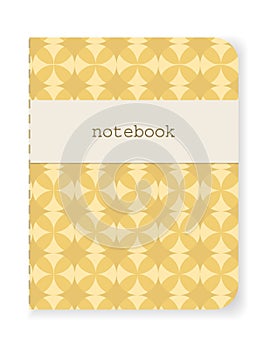 Flat cartoon notebook vector illustration isolated. Geometric pattern cover design.