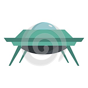 Flat cartoon spaceship ufo object isolated on white background