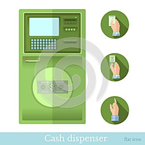 Flat cash dispenser with circle icon