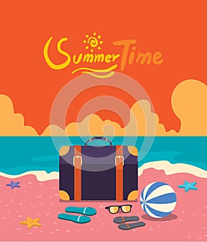 Flat character design summer time concept