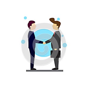 Flat character design of two business people shaking hands