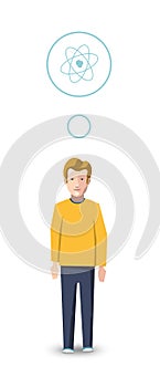 Flat character, physicist with profession icon