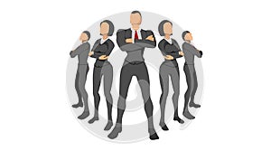 Flat character vector worker neat clothes. work team character template without background. male and female character set.