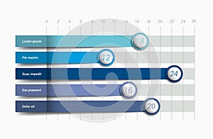 Flat chart, graph. Simply blue color editable.