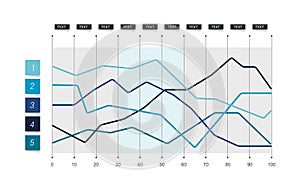 Flat chart. Lined graph. Simply color editable.