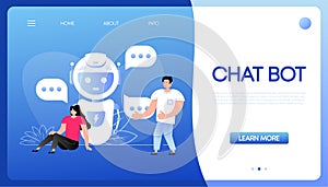 Flat chat bot people for web design. Ui design concept. Cartoon vector illustration