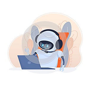 Flat chat bot for web design. Flat isometric vector illustration. Artificial intelligence