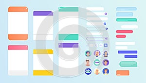 Flat chat bot windows with user avatar, message bubble