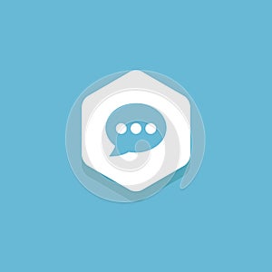 Flat Chat icon inside Hexagon. Website Asset library