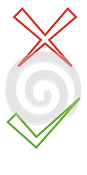 flat check mark icons for web and mobile apps. Red and green colors.