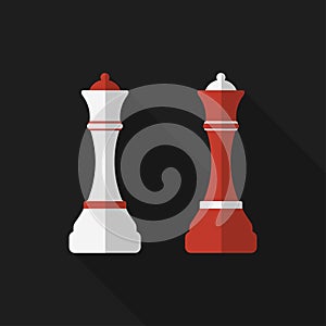 Flat chessman with long shadow. Vector icon