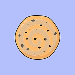 Flat Chocolate White Choco Chips Cookie Icon Vector Illustration