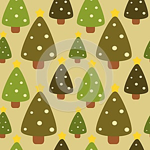 Flat christmas tree forest seamless pattern background illustration