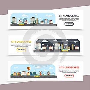 Flat Cityscape Horizontal Banners