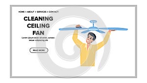 flat cleaning ceiling fan vector
