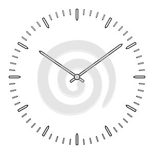 Flat clock face with arrows. 3D rendering