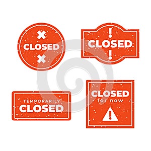 Flat closed seal stamps pack Vector illustration.