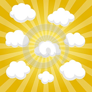 Flat clouds on yellow sky and beautifull shadow. Vector elements