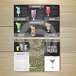 Flat Cocktail menu concept design. Corporate identity.