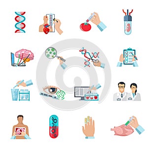 Flat Color Biotechnology Icons Set