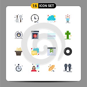 Flat Color Pack of 16 Universal Symbols of digital, visiter, weather, returning, personality photo