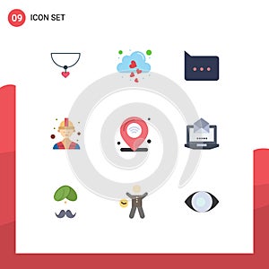 9 Flat Color concept for Websites Mobile and Apps wifi, internet of things, chat, internet, worker photo