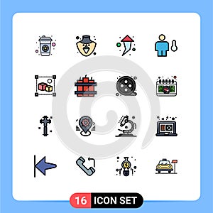 16 Creative Icons Modern Signs and Symbols of processing, design, right, temperature, degrees
