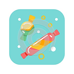 Flat color icon candy. Confectionery concept. Flat illustration. Sign for web or mobile app. UI/UX, GUI user interface. Vector cli