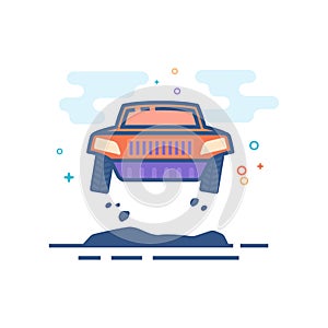 Flat Color Icon - Rally car