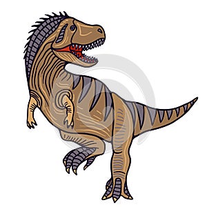 Flat color illustration of large theropod dinosaur rex