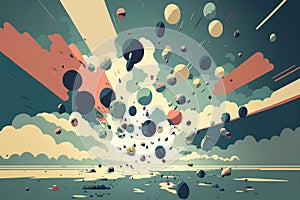 Flat color Illustration of Particle Explosion