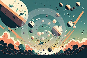 Flat color Illustration of Particle Explosion