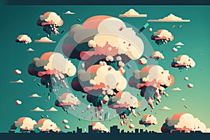 Flat color Illustration of Particle Explosion photo