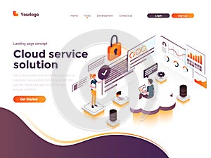 Flat color Modern Isometric Concept Illustration - Cloud Service