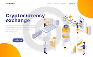 Flat color Modern Isometric Concept Illustration - Cryptocurrency exchange