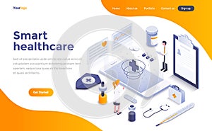 Flat color Modern Isometric Concept Illustration - Smart Healthcare