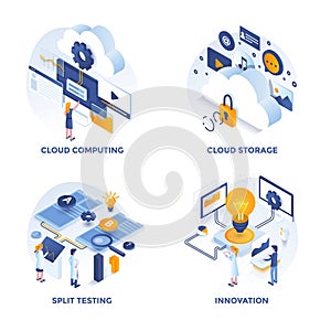 Flat color Modern Isometric Concepts Illustration design 5