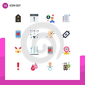 Flat Color Pack of 16 Universal Symbols of application, card, career demotion, invoice, file