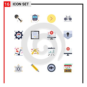 Flat Color Pack of 16 Universal Symbols of productivity, excellency, circle, efficiency, walk