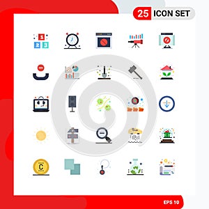 Flat Color Pack of 25 Universal Symbols of forecasting, business, timer, telescope, web