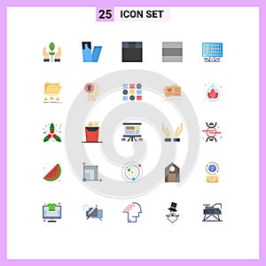 Flat Color Pack of 25 Universal Symbols of network, files, layout, data, server